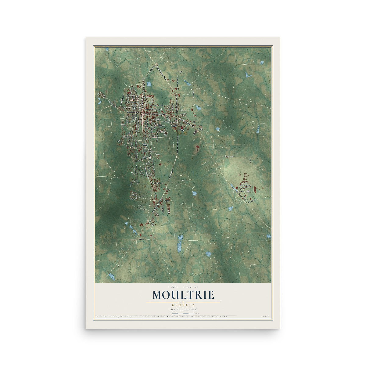 Moultrie, Georgia map print, 12" x 18" Archival Matte Print mockup