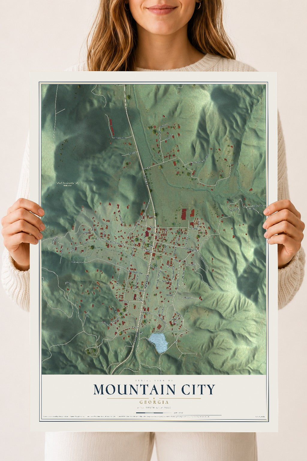 Mountain City, Georgia map print, 18" x 24" Archival Matte Print mockup