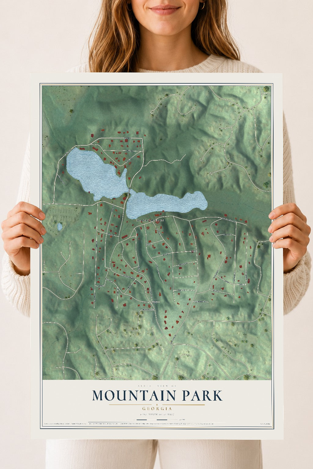 Mountain Park, Georgia map print, 18" x 24" Archival Matte Print mockup