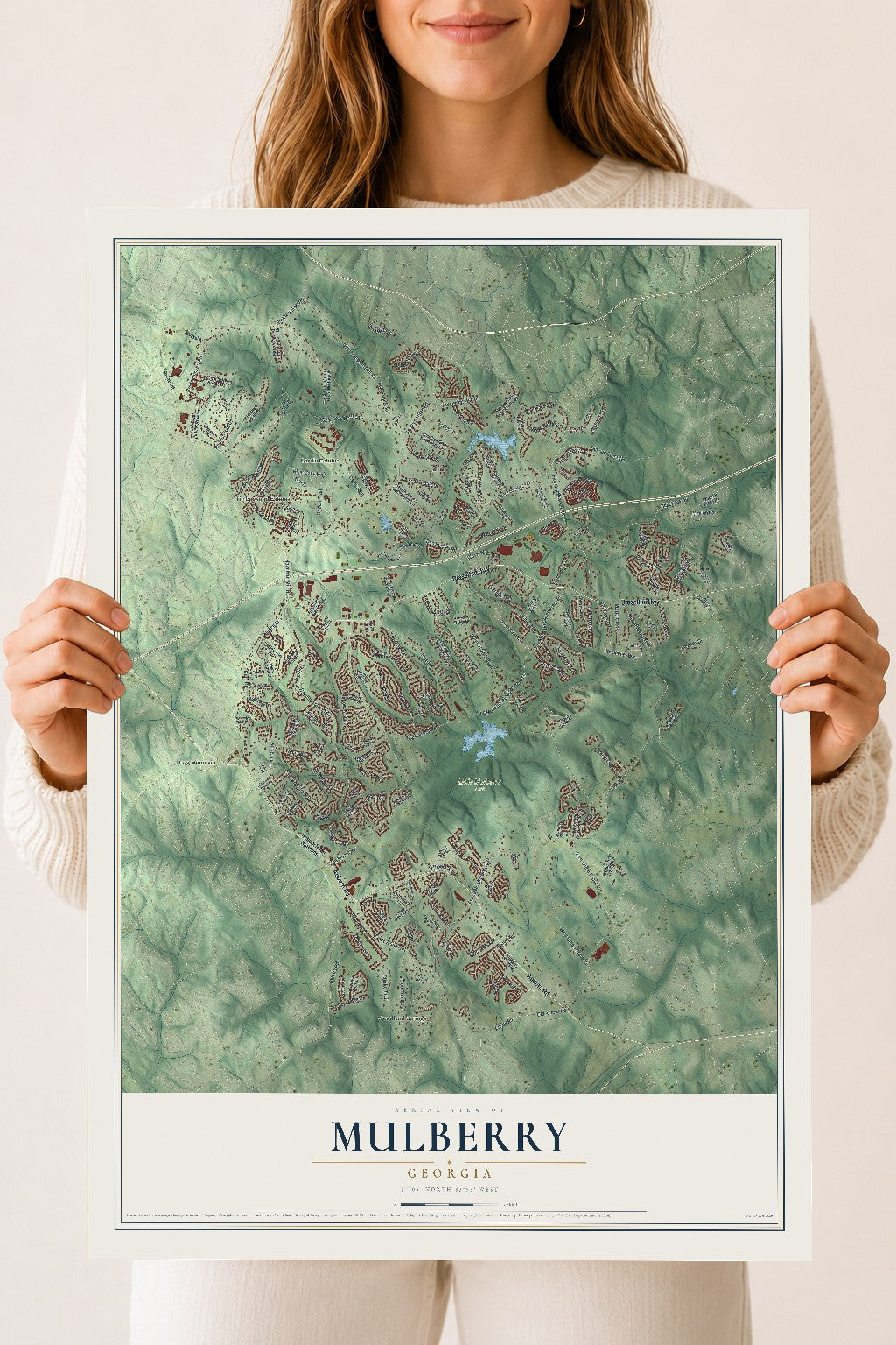 Mulberry, Georgia map print, 18" x 24" Archival Matte Print mockup