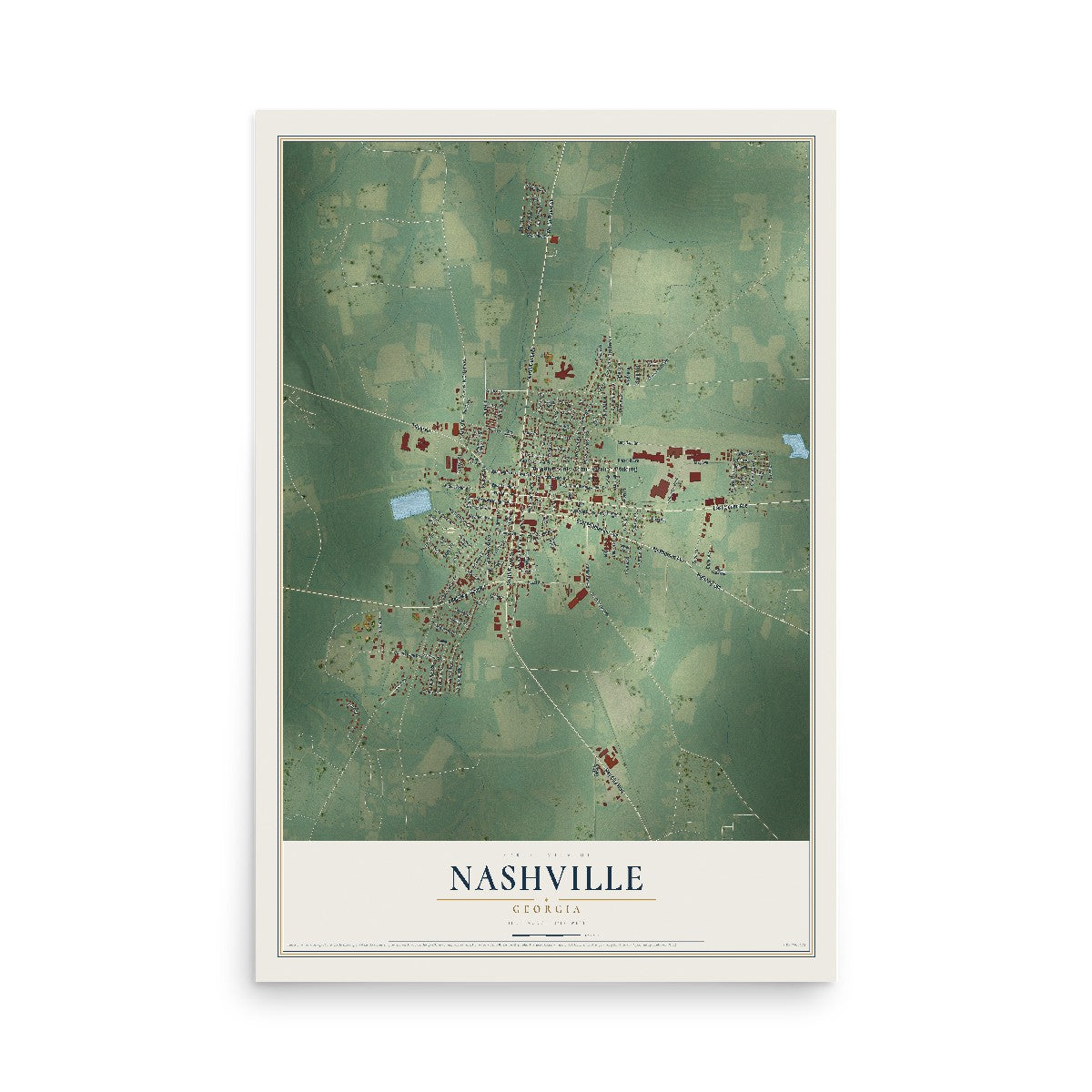 Nashville, Georgia map print, 12" x 18" Archival Matte Print mockup