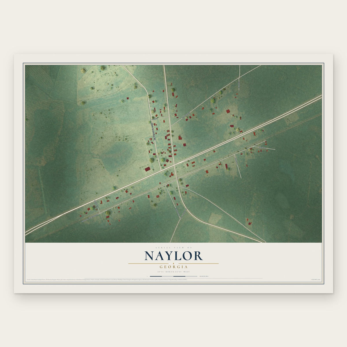 Naylor, Georgia map print, the full design