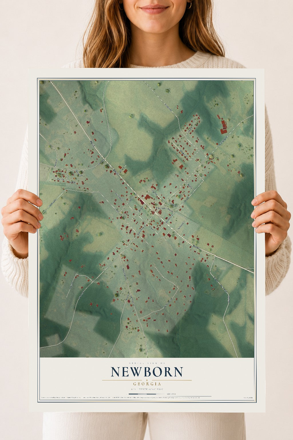 Newborn, Georgia map print, 18" x 24" Archival Matte Print mockup
