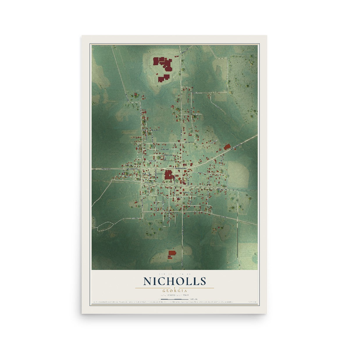 Nicholls, Georgia map print, 12" x 18" Archival Matte Print mockup