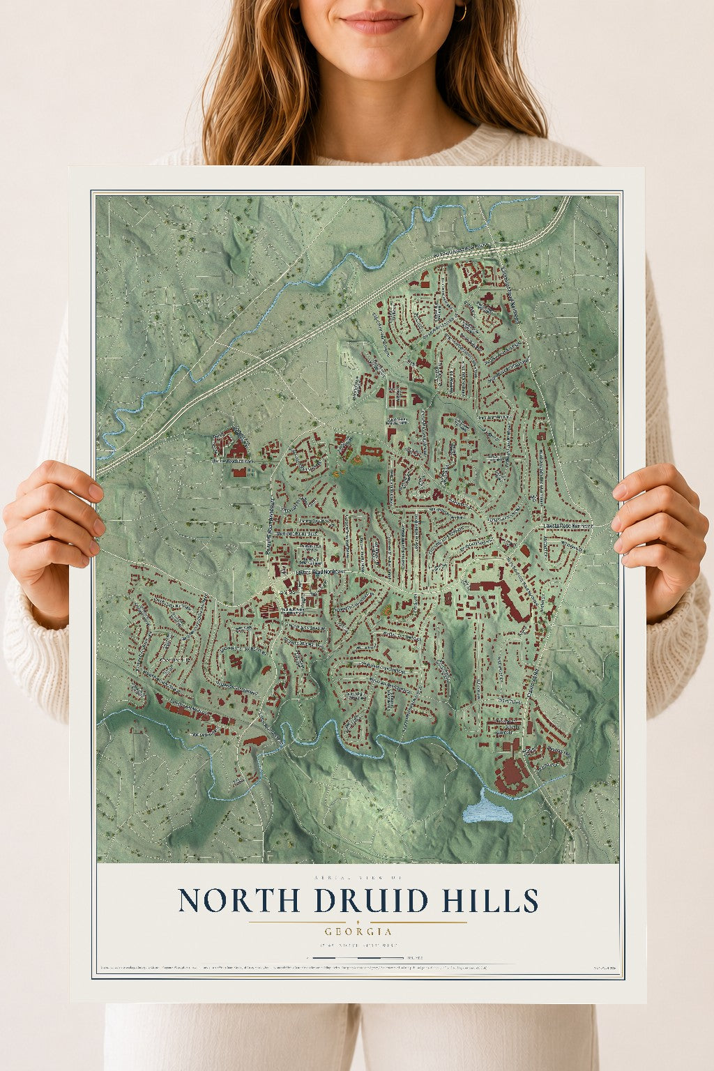 North Druid Hills, Georgia map print, 18" x 24" Archival Matte Print mockup