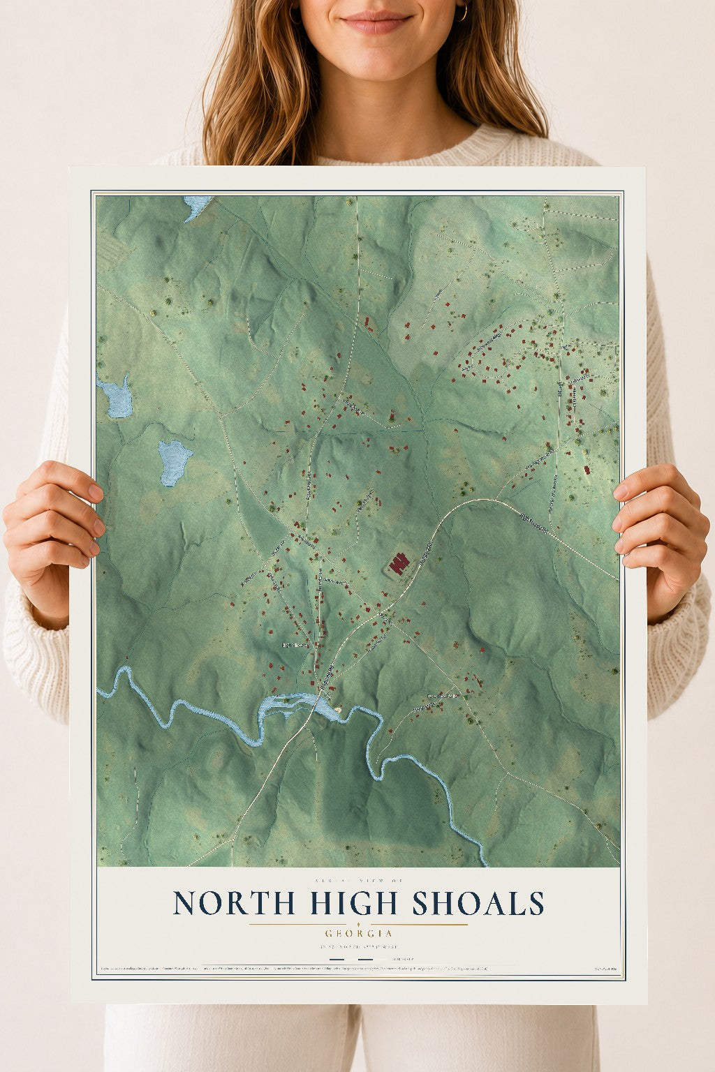 North High Shoals, Georgia map print, 18" x 24" Archival Matte Print mockup