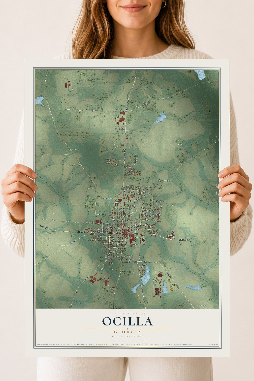 Ocilla, Georgia map print, 18" x 24" Archival Matte Print mockup