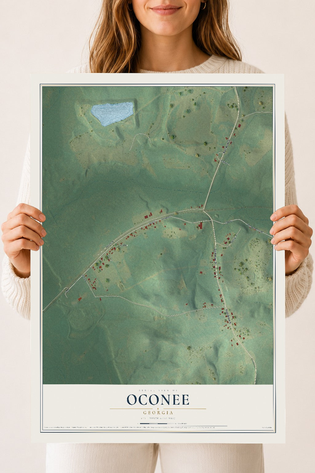 Oconee, Georgia map print, 18" x 24" Archival Matte Print mockup