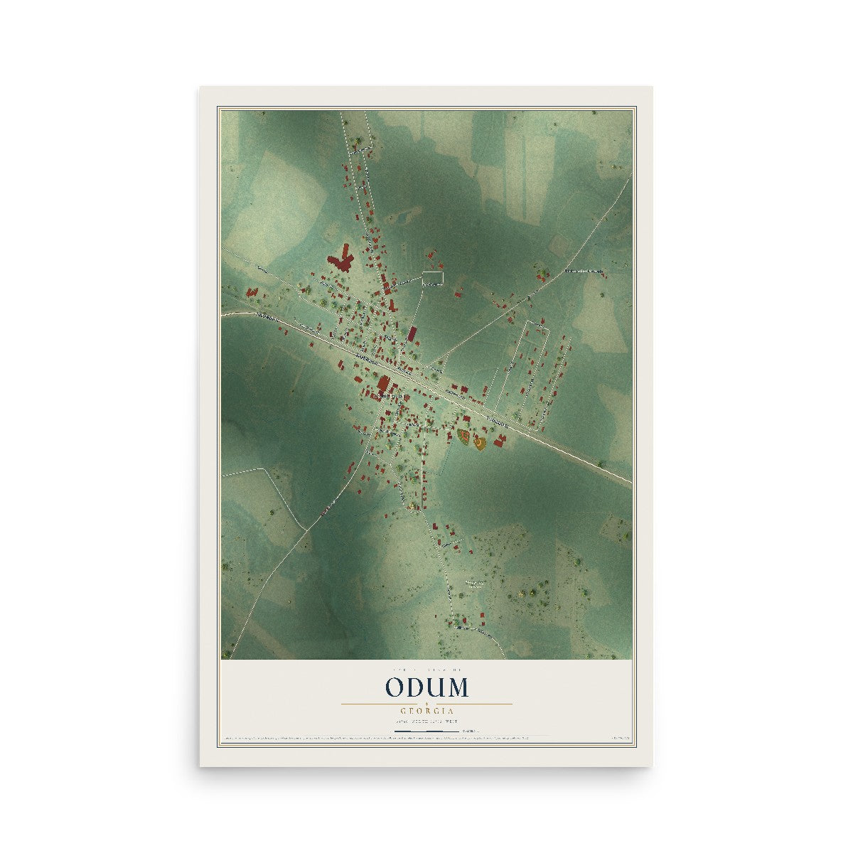 Odum, Georgia map print, 12" x 18" Archival Matte Print mockup