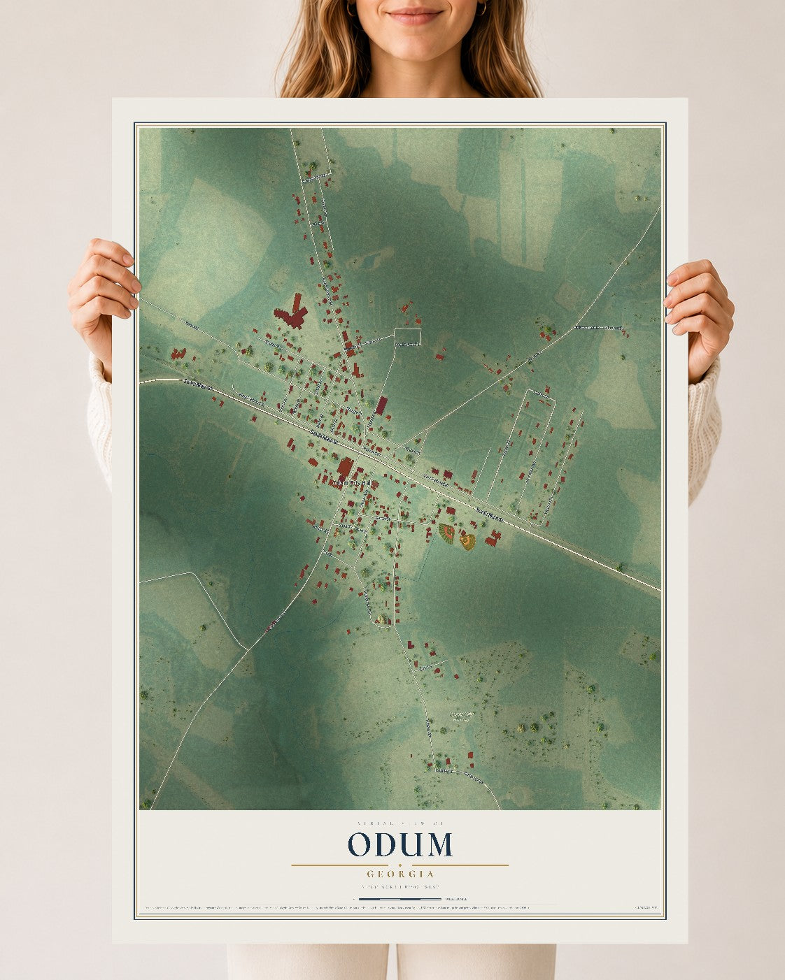 Odum, Georgia map print, 24" x 36" Archival Matte Print mockup