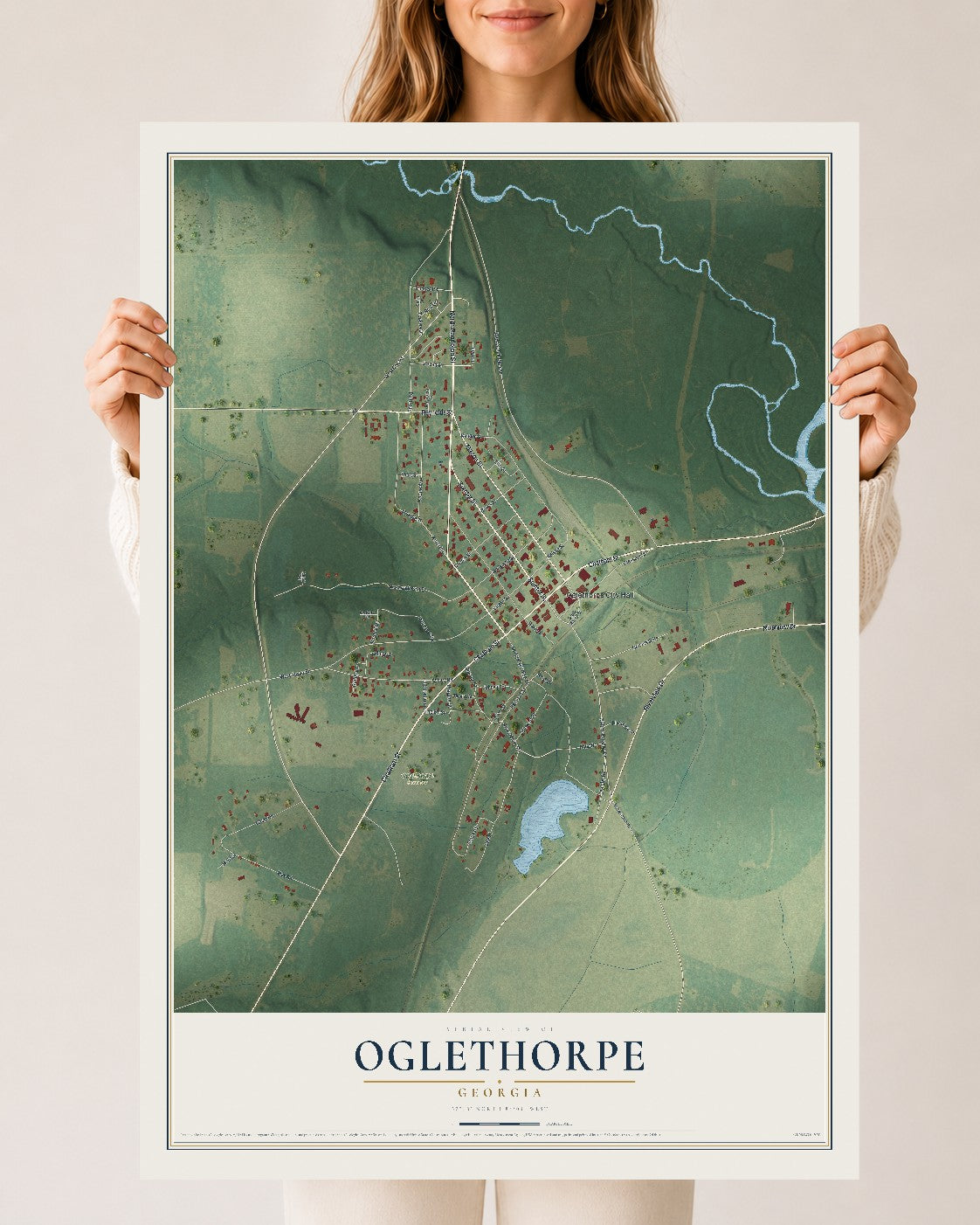 Oglethorpe, Georgia map print, 24" x 36" Archival Matte Print mockup