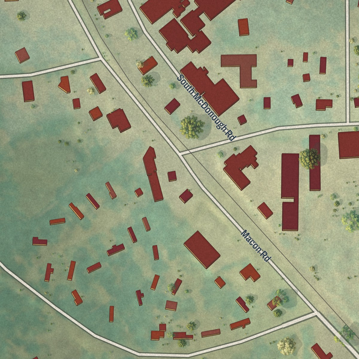 Close-up 1 of the Orchard Hill, Georgia map artwork