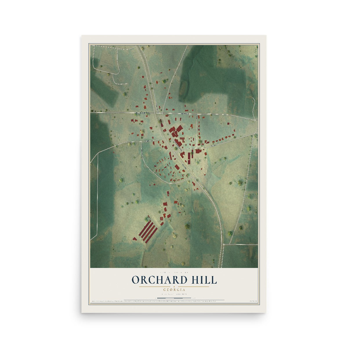 Orchard Hill, Georgia map print, 12" x 18" Archival Matte Print mockup