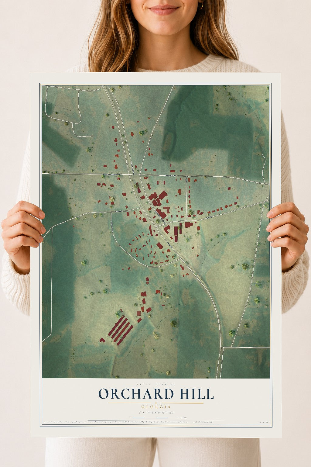 Orchard Hill, Georgia map print, 18" x 24" Archival Matte Print mockup