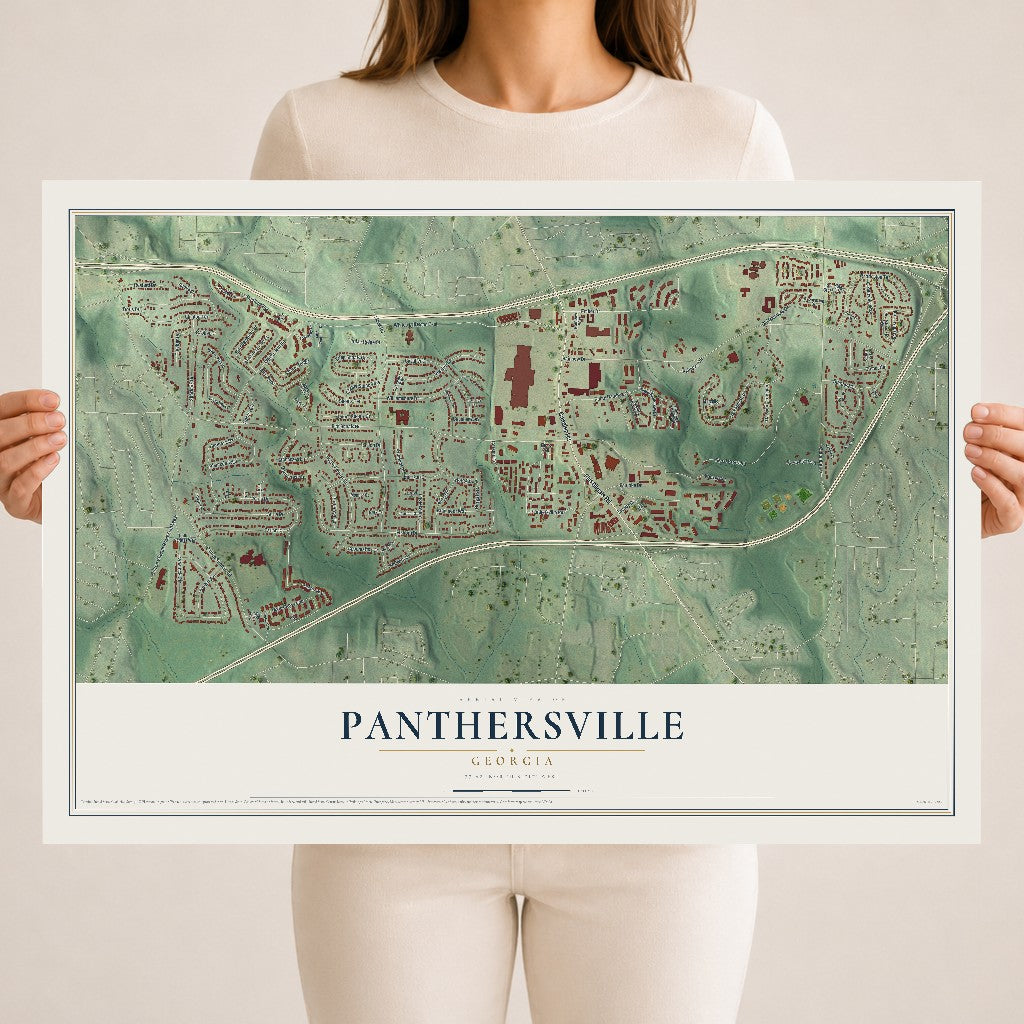 Panthersville, Georgia map print, 18" x 24" Archival Matte Print mockup