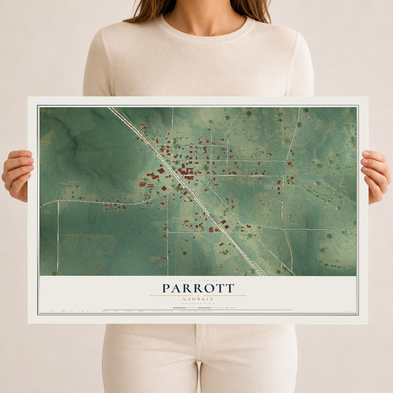 Parrott, Georgia map print, 12" x 18" Archival Matte Print mockup