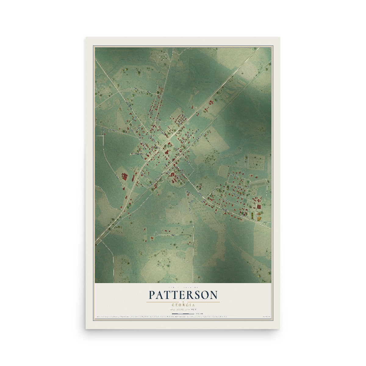 Patterson, Georgia map print, 12" x 18" Archival Matte Print mockup