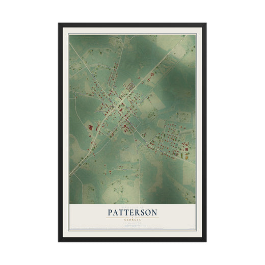 Map of Patterson, Georgia, 12 x 18 inch print in a black wood frame