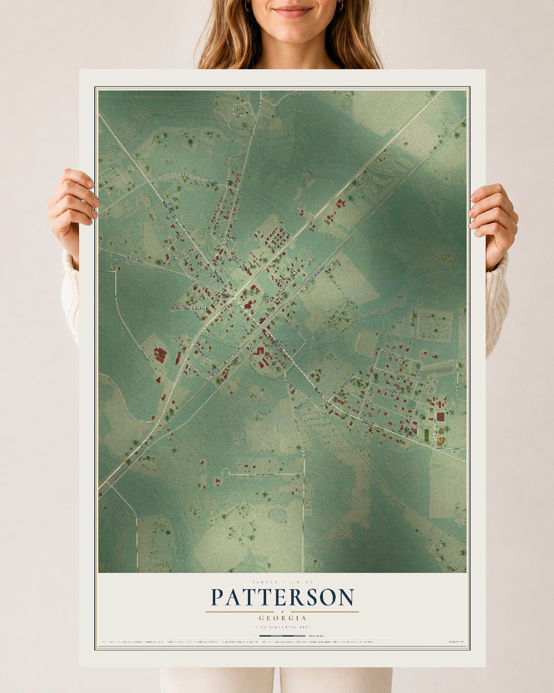 Patterson, Georgia map print, 24" x 36" Archival Matte Print mockup