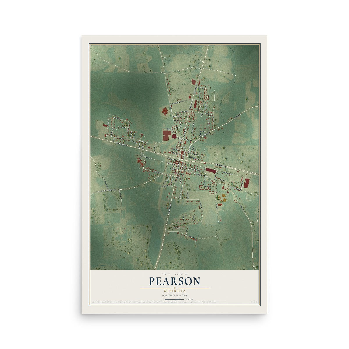 Pearson, Georgia map print, 12" x 18" Archival Matte Print mockup