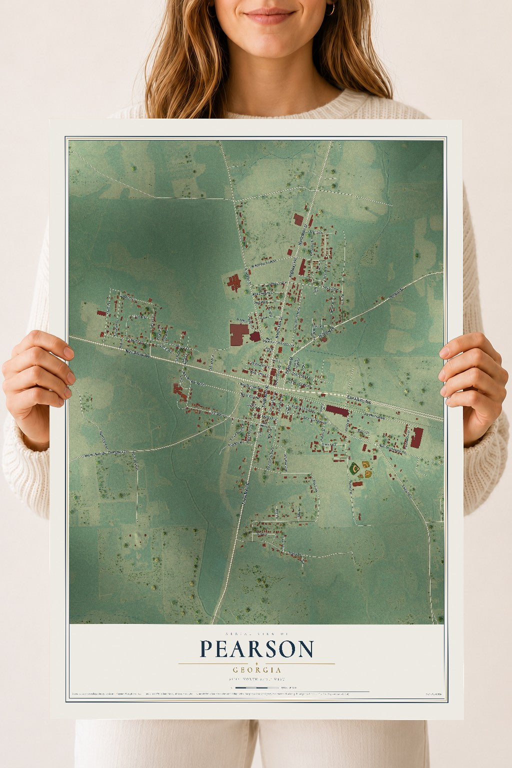 Pearson, Georgia map print, 18" x 24" Archival Matte Print mockup