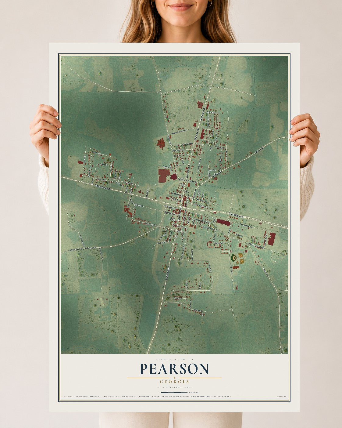 Pearson, Georgia map print, 24" x 36" Archival Matte Print mockup