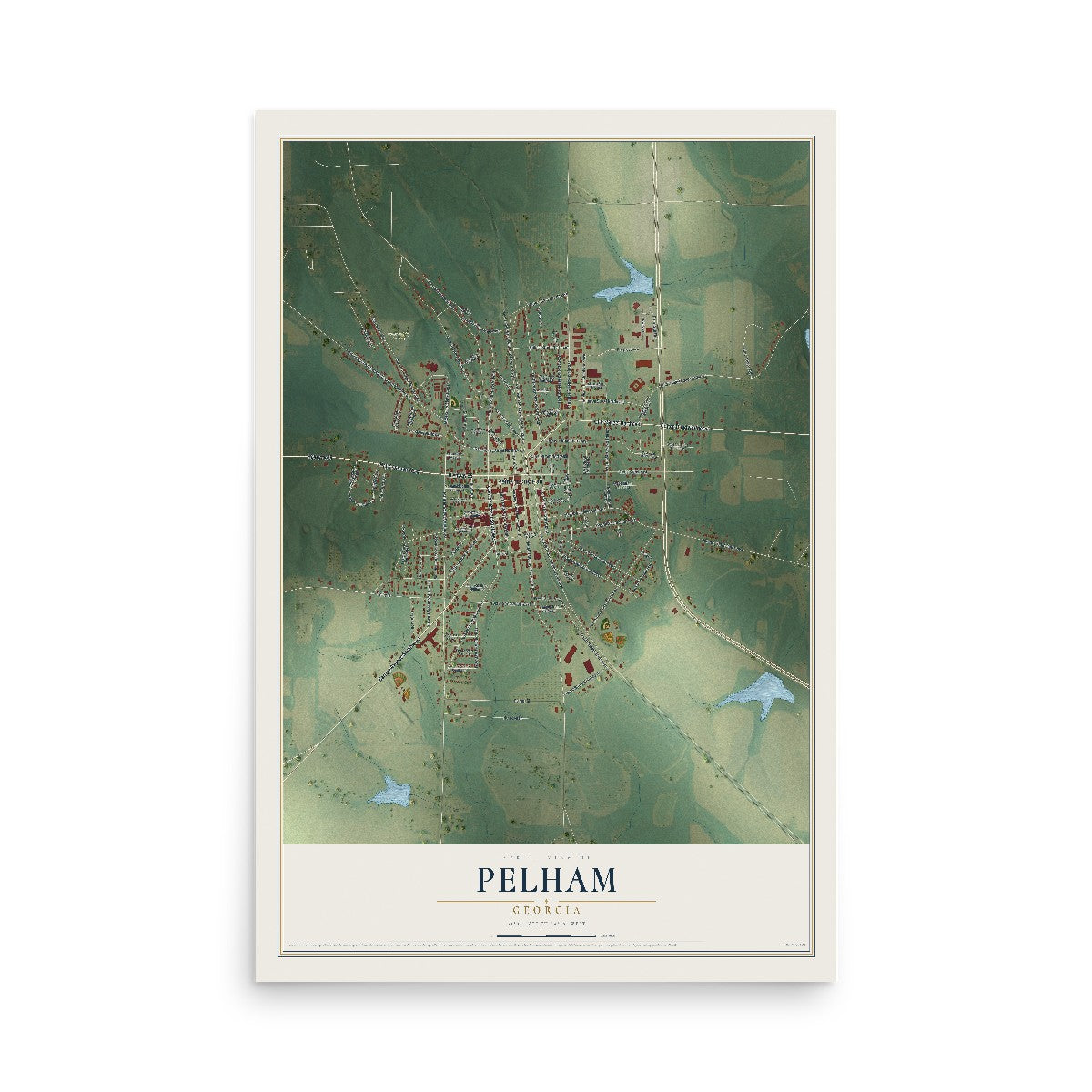 Pelham, Georgia map print, 12" x 18" Archival Matte Print mockup