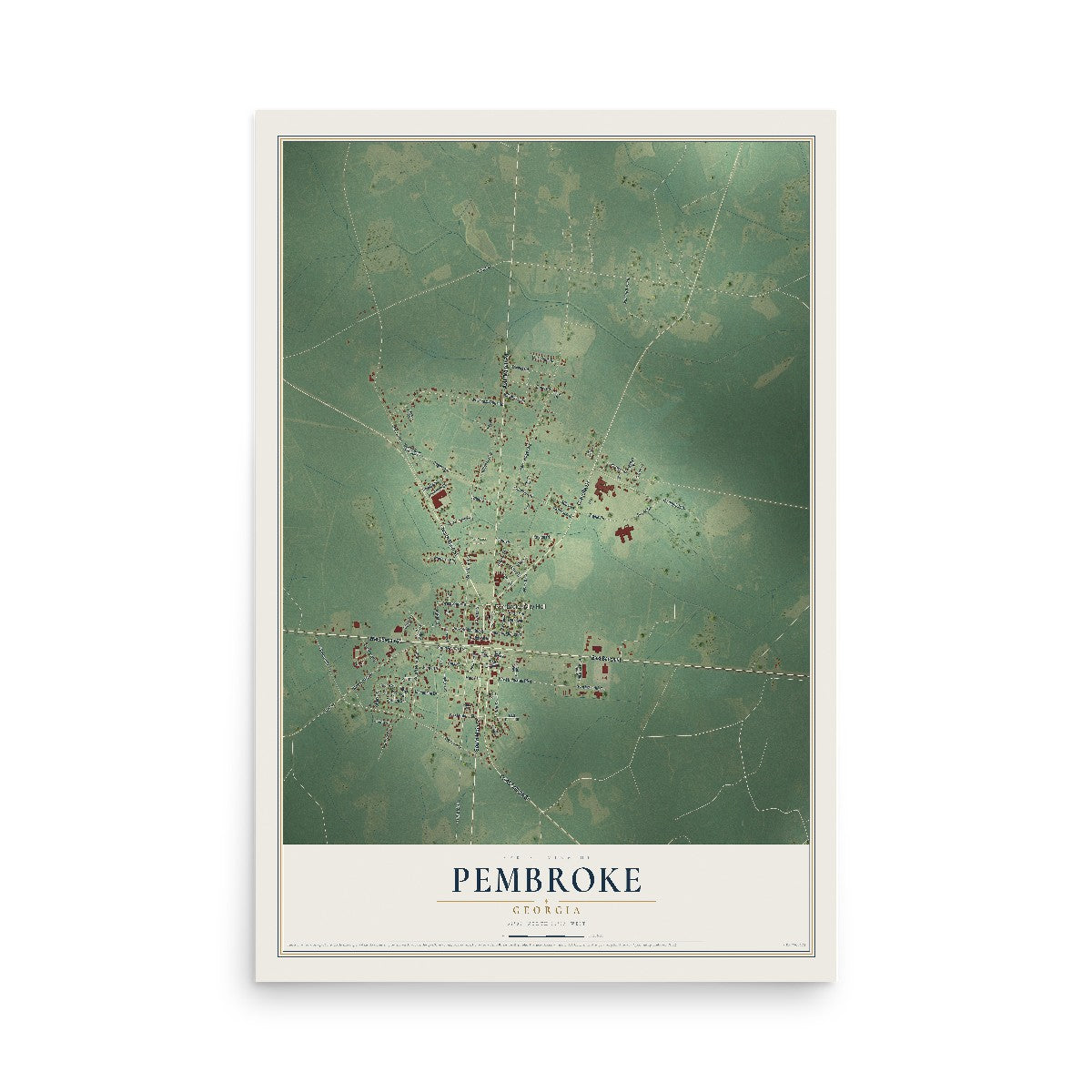 Pembroke, Georgia map print, 12" x 18" Archival Matte Print mockup