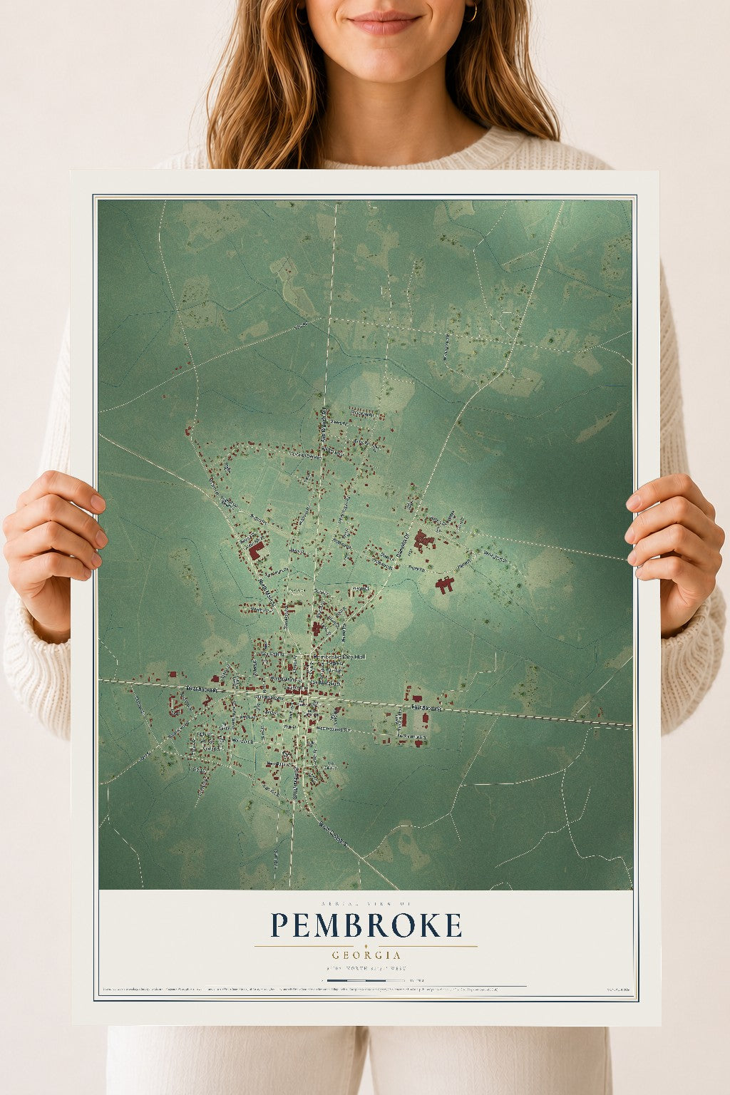 Pembroke, Georgia map print, 18" x 24" Archival Matte Print mockup