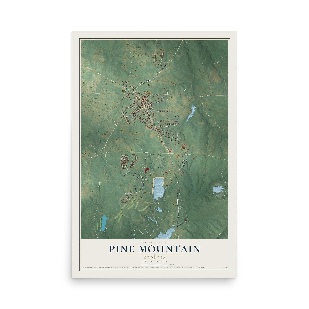 Pine Mountain, Georgia map print, 12" x 18" Archival Matte Print mockup
