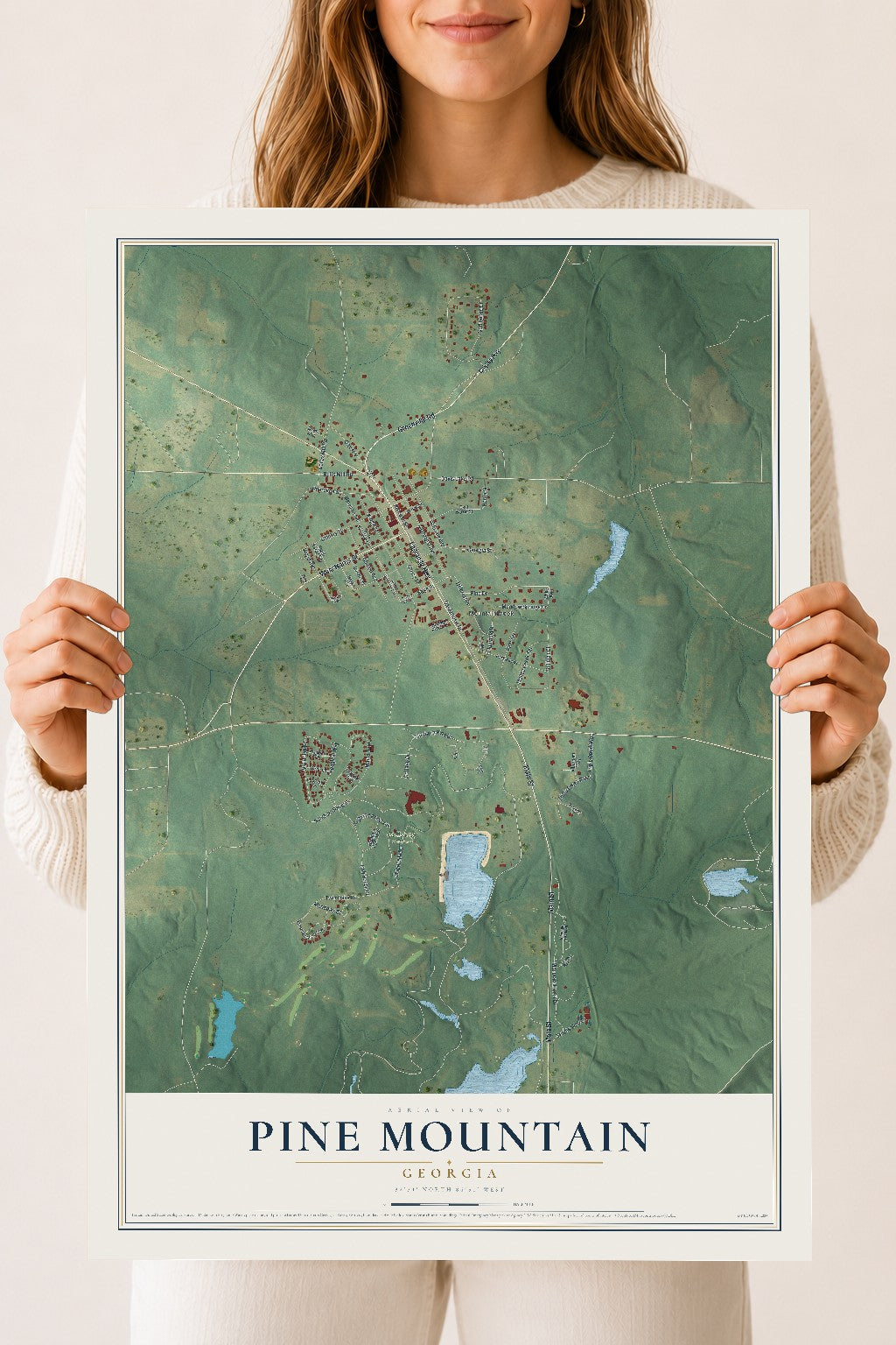 Pine Mountain, Georgia map print, 18" x 24" Archival Matte Print mockup