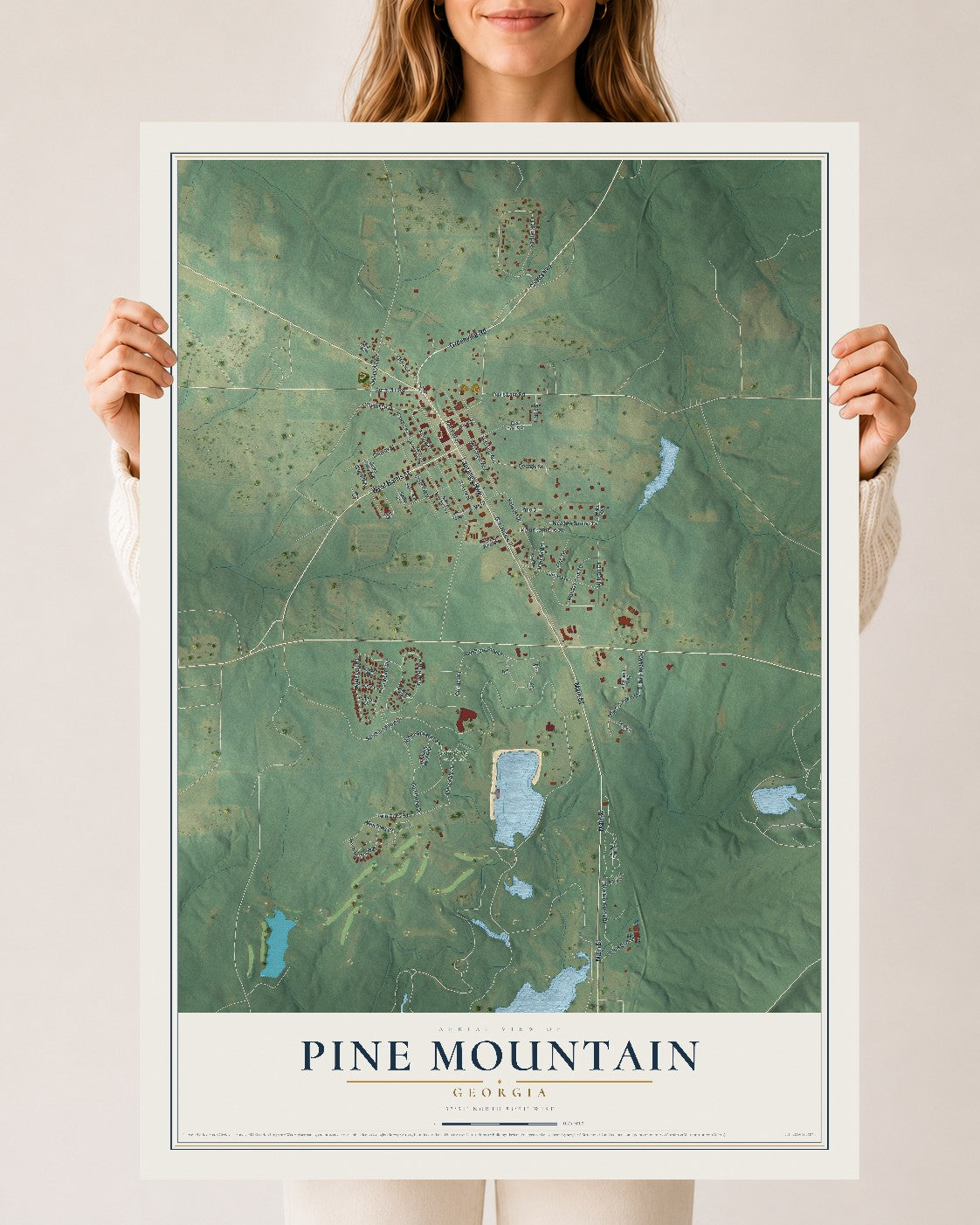 Pine Mountain, Georgia map print, 24" x 36" Archival Matte Print mockup