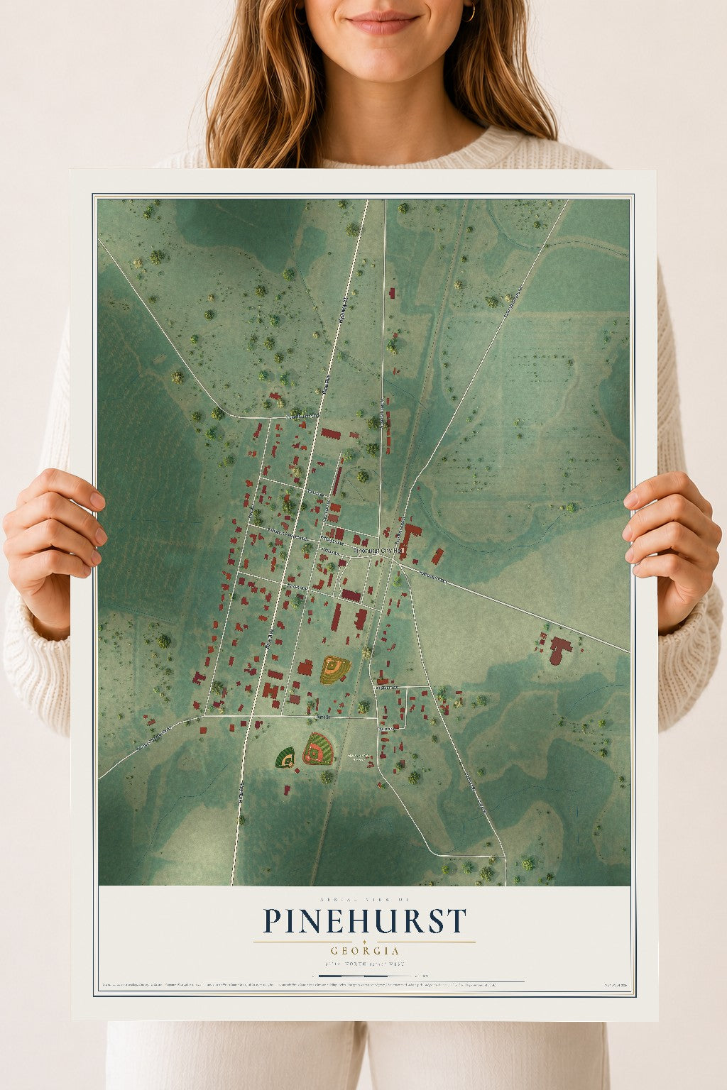 Pinehurst, Georgia map print, 18" x 24" Archival Matte Print mockup