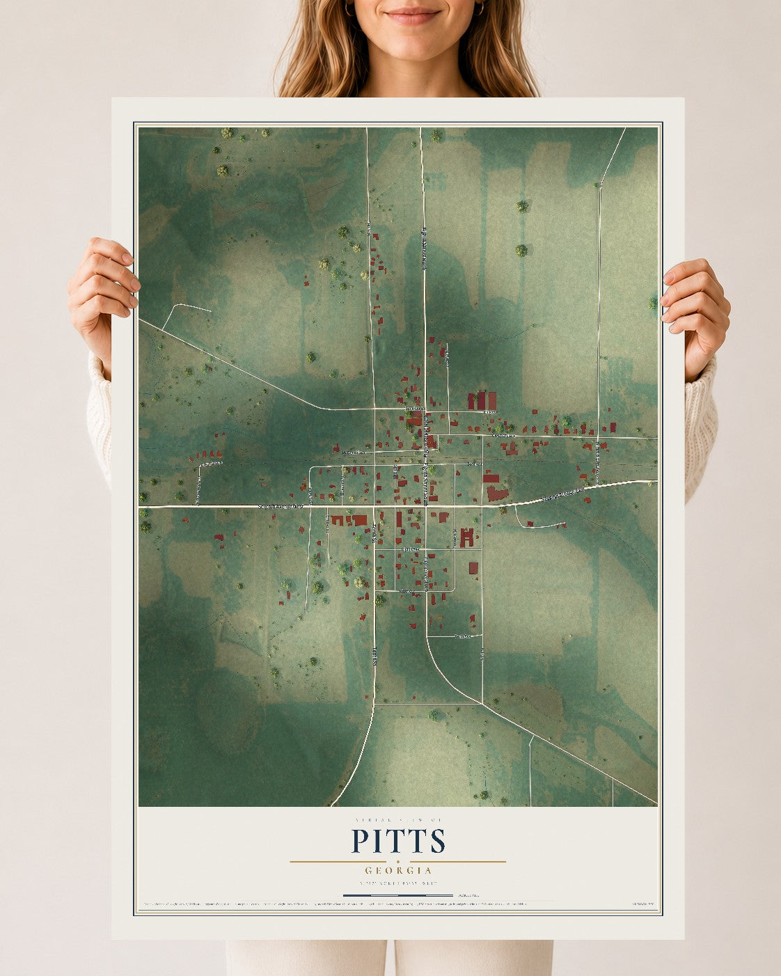 Pitts, Georgia map print, 24" x 36" Archival Matte Print mockup