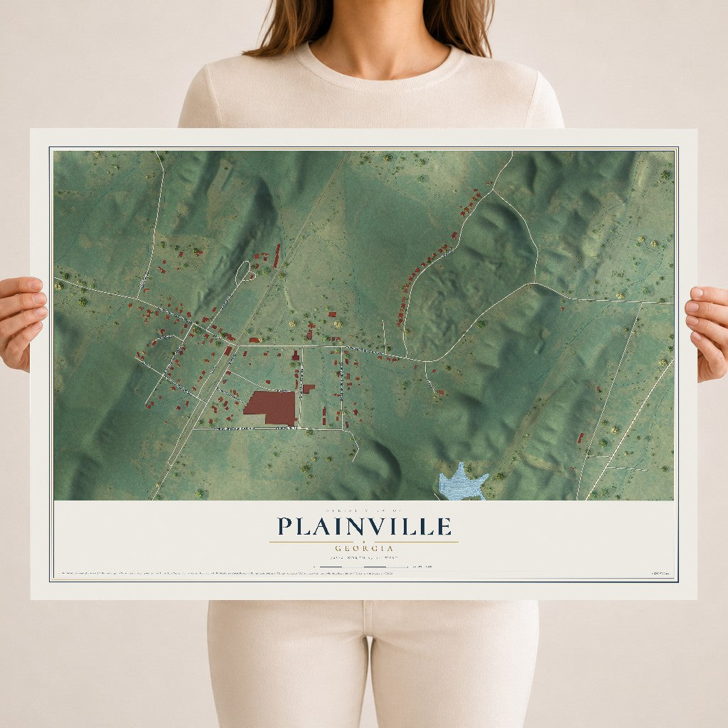 Plainville, Georgia map print, 18" x 24" Archival Matte Print mockup