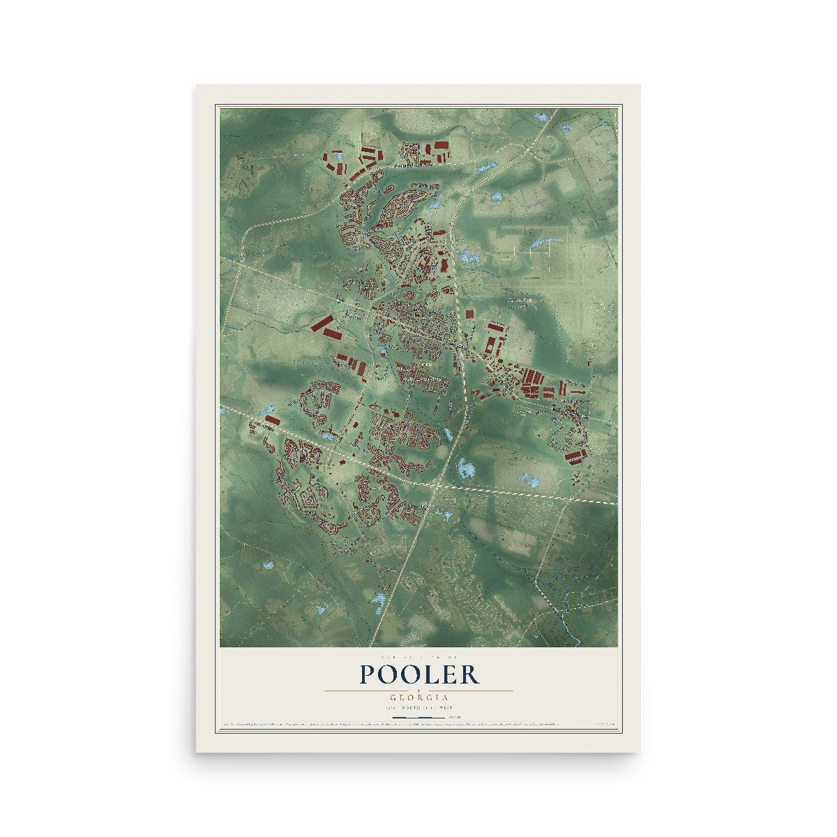 Pooler, Georgia map print, 12" x 18" Archival Matte Print mockup