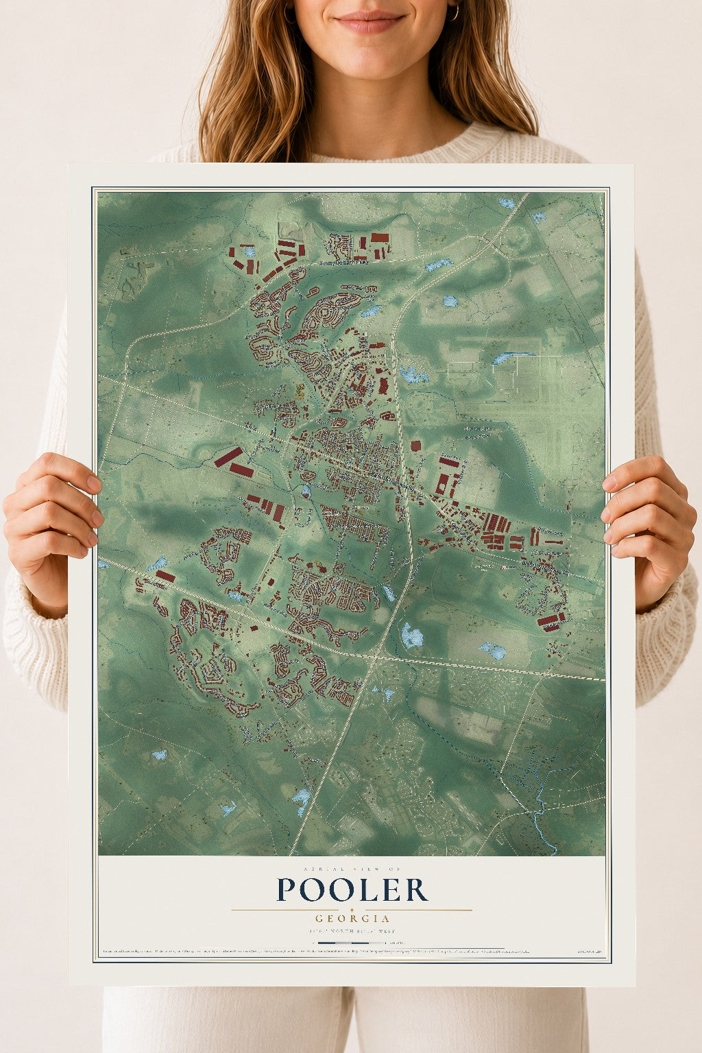 Pooler, Georgia map print, 18" x 24" Archival Matte Print mockup