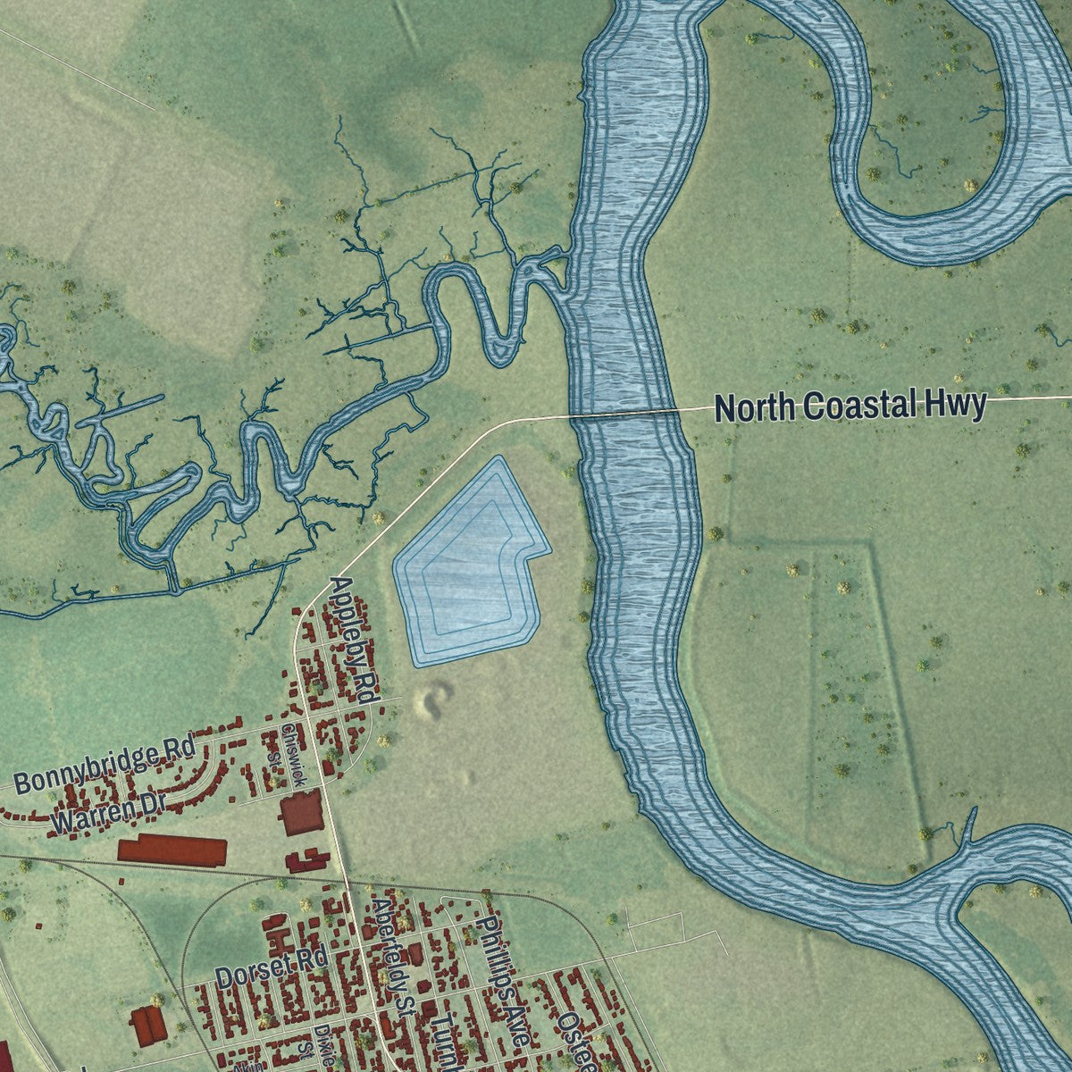 Close-up 1 of the Port Wentworth, Georgia map artwork