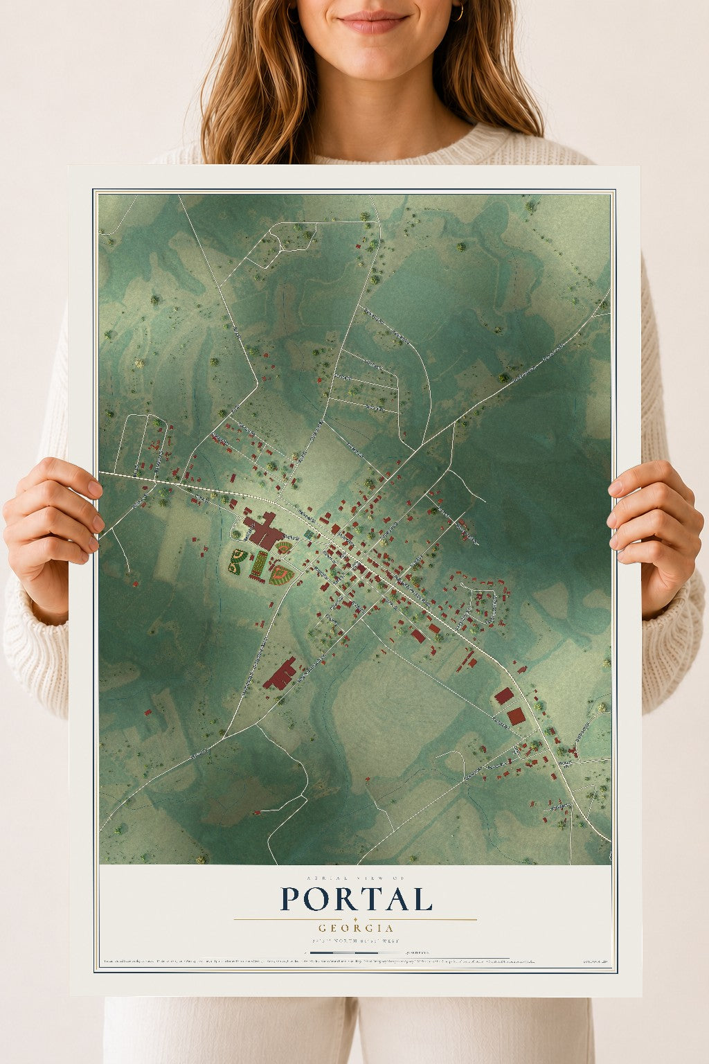 Portal, Georgia map print, 18" x 24" Archival Matte Print mockup