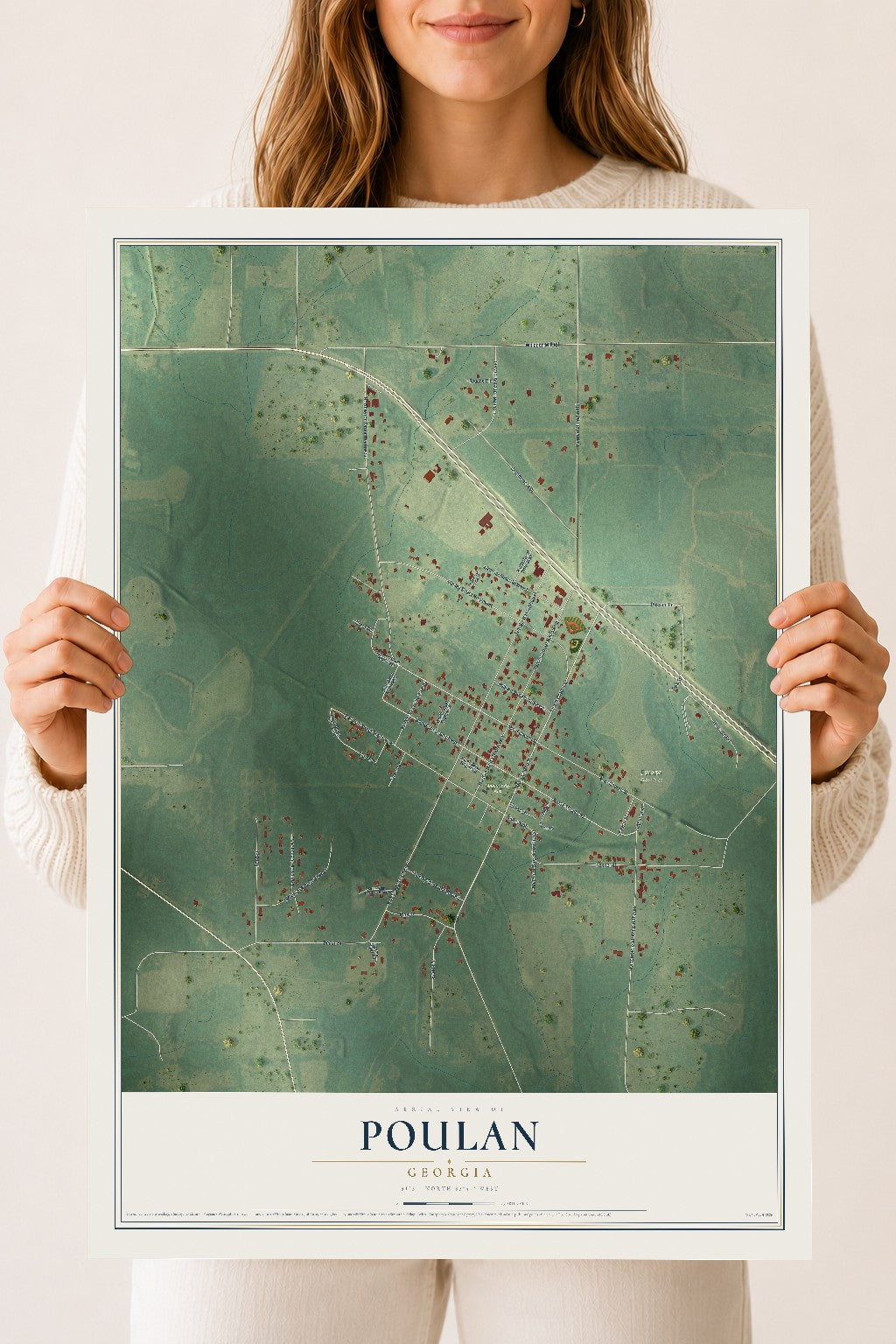 Poulan, Georgia map print, 18" x 24" Archival Matte Print mockup