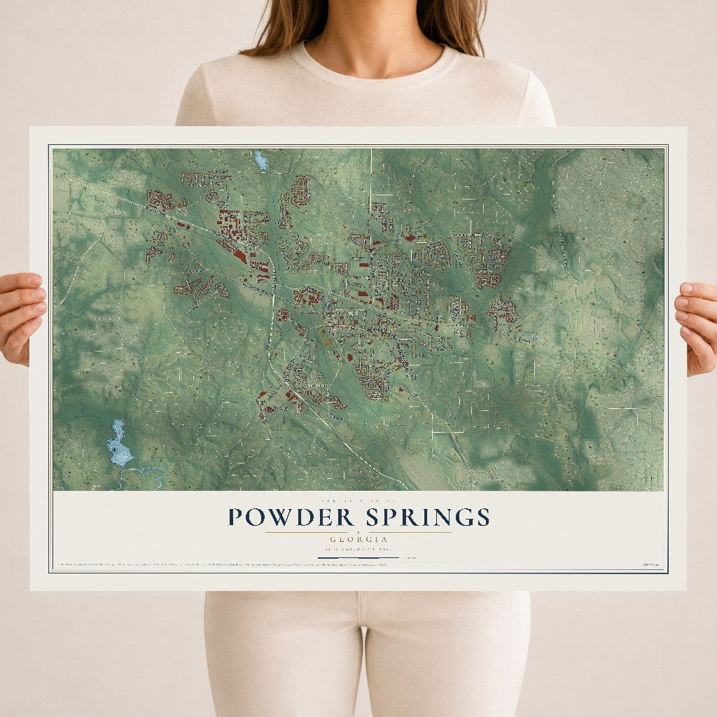 Powder Springs, Georgia map print, 18" x 24" Archival Matte Print mockup