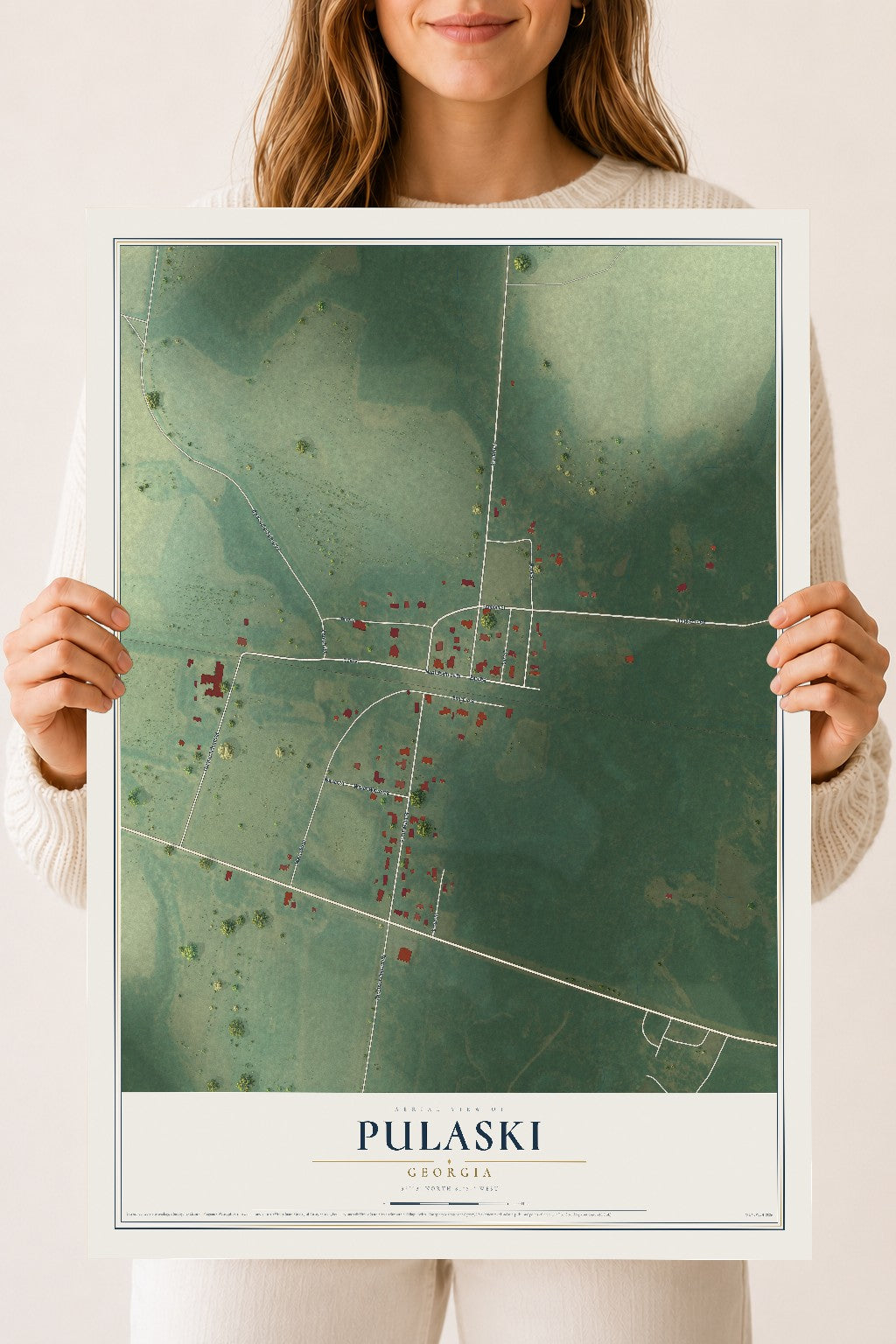 Pulaski, Georgia map print, 18" x 24" Archival Matte Print mockup