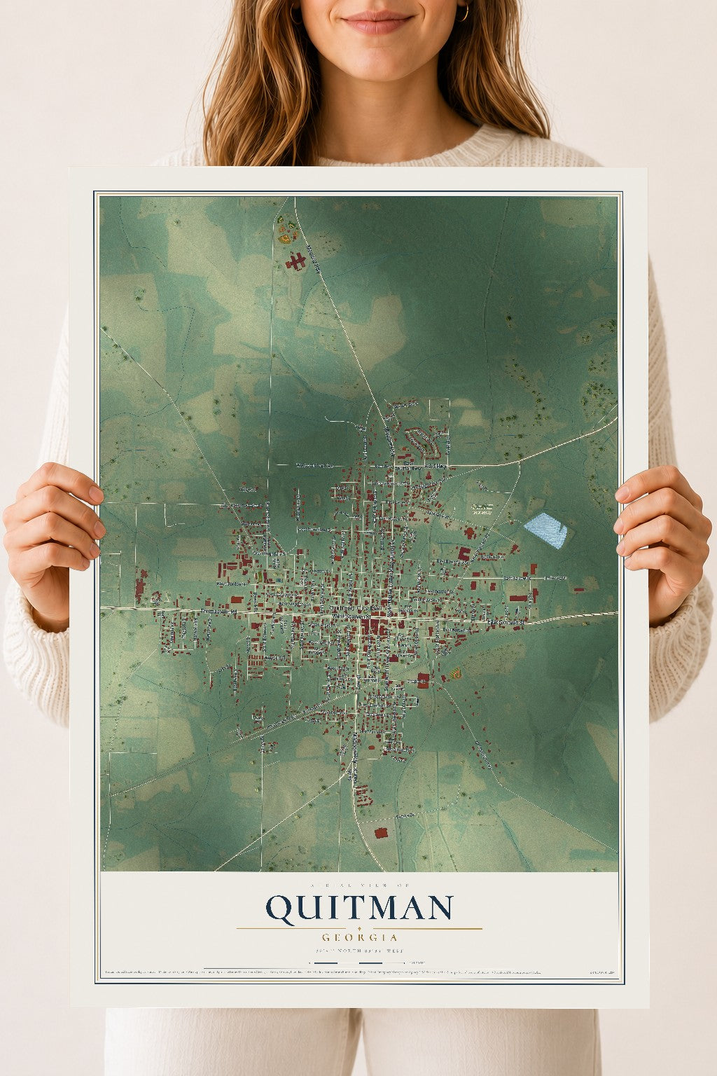 Quitman, Georgia map print, 18" x 24" Archival Matte Print mockup