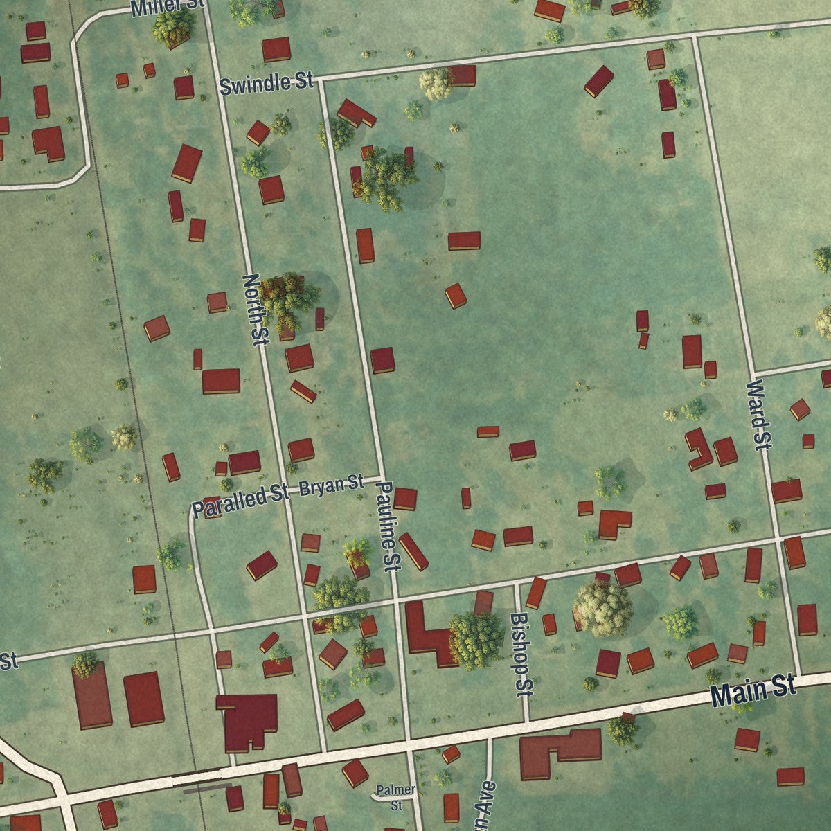 Close-up 1 of the Ray City, Georgia map artwork