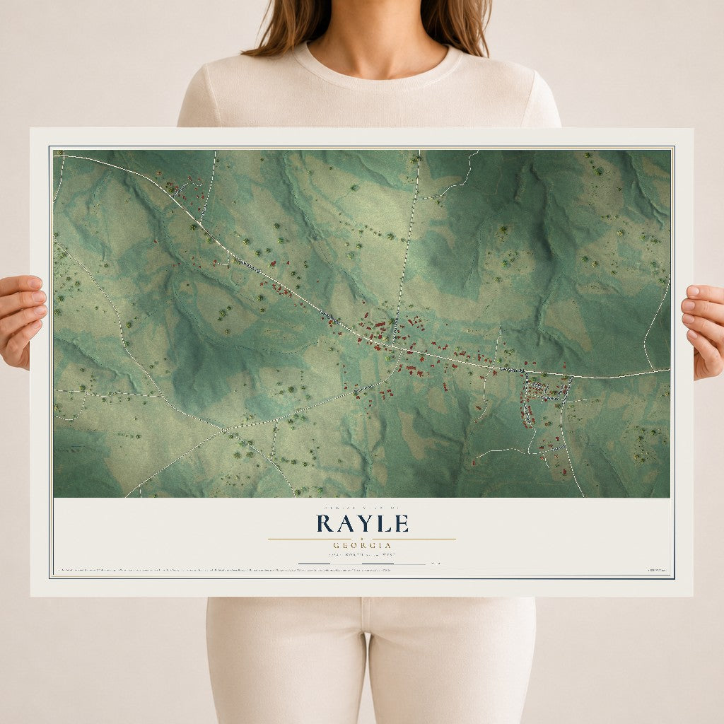 Rayle, Georgia map print, 18" x 24" Archival Matte Print mockup