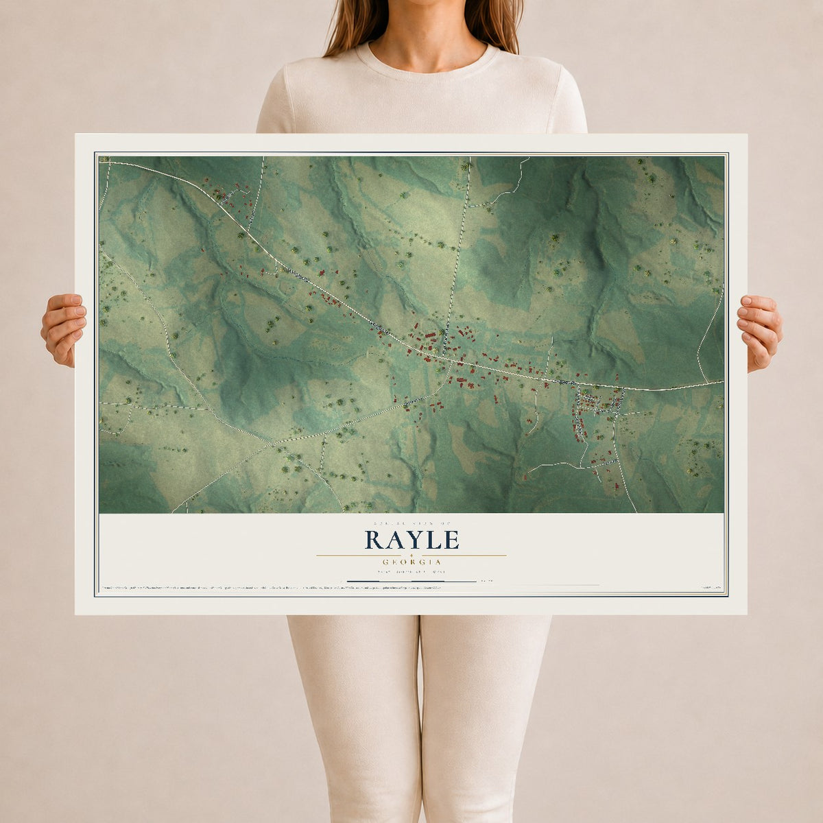 Rayle, Georgia map print, 24" x 36" Archival Matte Print mockup