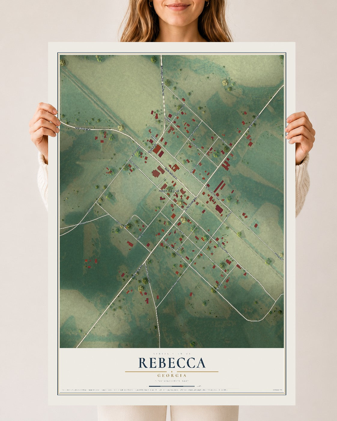 Rebecca, Georgia map print, 24" x 36" Archival Matte Print mockup