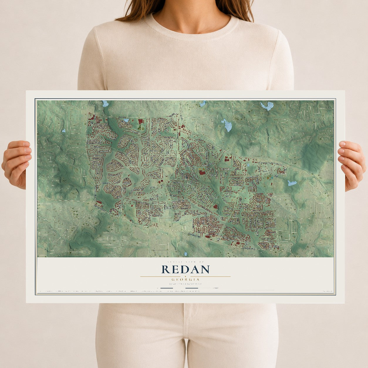 Redan, Georgia map print, 12" x 18" Archival Matte Print mockup