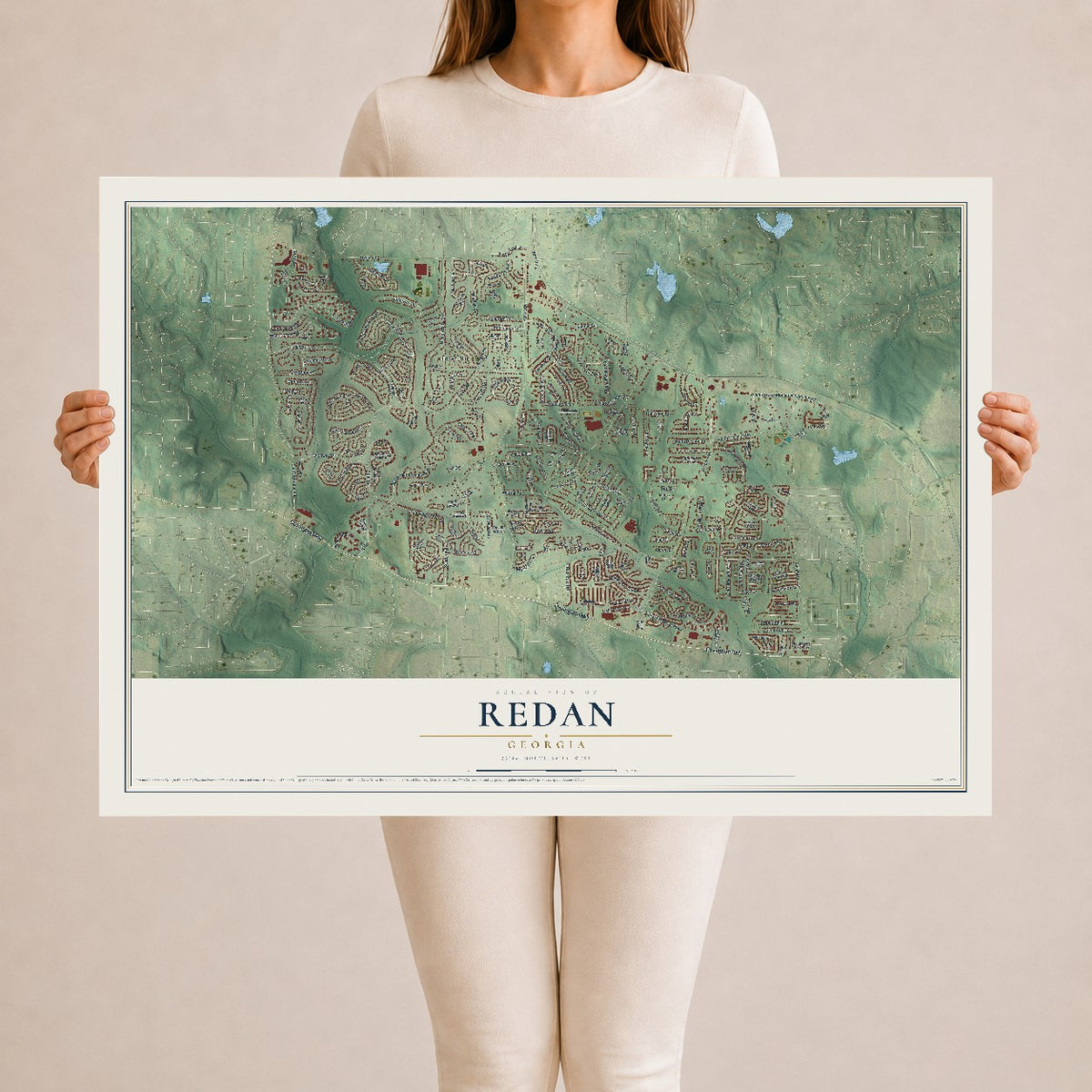 Redan, Georgia map print, 24" x 36" Archival Matte Print mockup