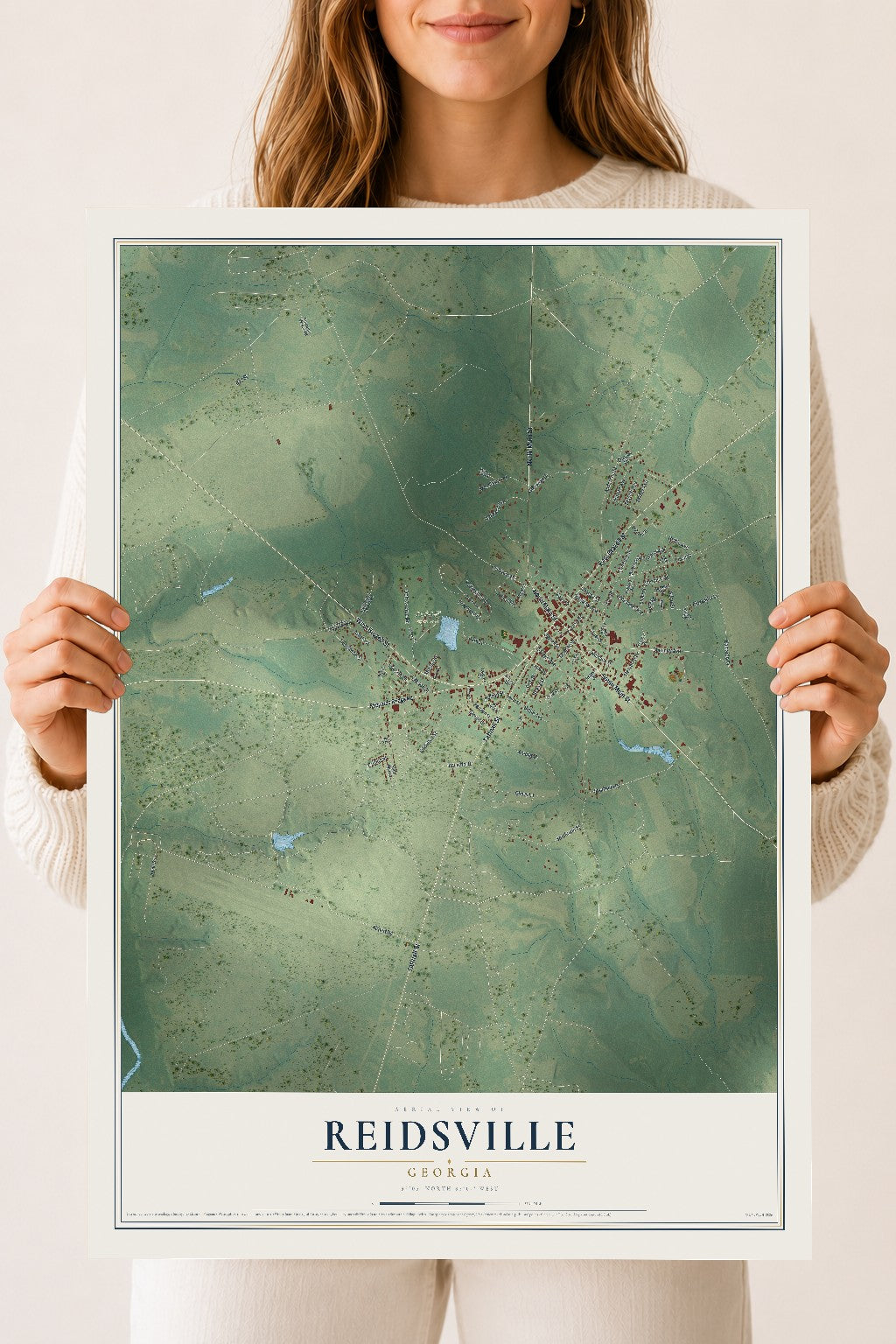 Reidsville, Georgia map print, 18" x 24" Archival Matte Print mockup